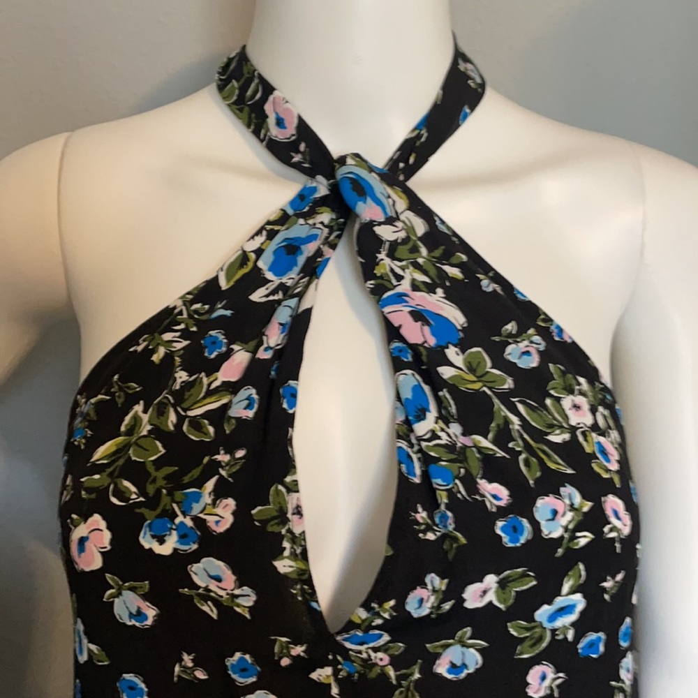 Zara Black Floral Sleeveless Handkerchief Hem Top - Picture 2 of 7